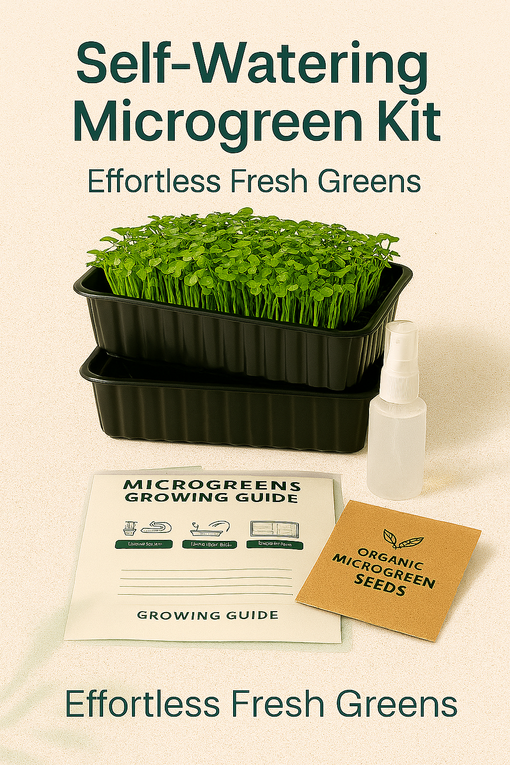 Self-Watering Microgreen Kit – Effortless Fresh Greens with Auto-Watering Tray