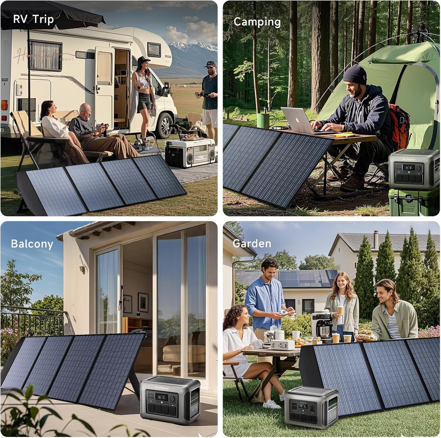 ALLPOWERS R1500 Portable Solar Generator Kit with 200W Folding Solar Panel – 1152Wh LiFePO4 Battery, 1800W Output