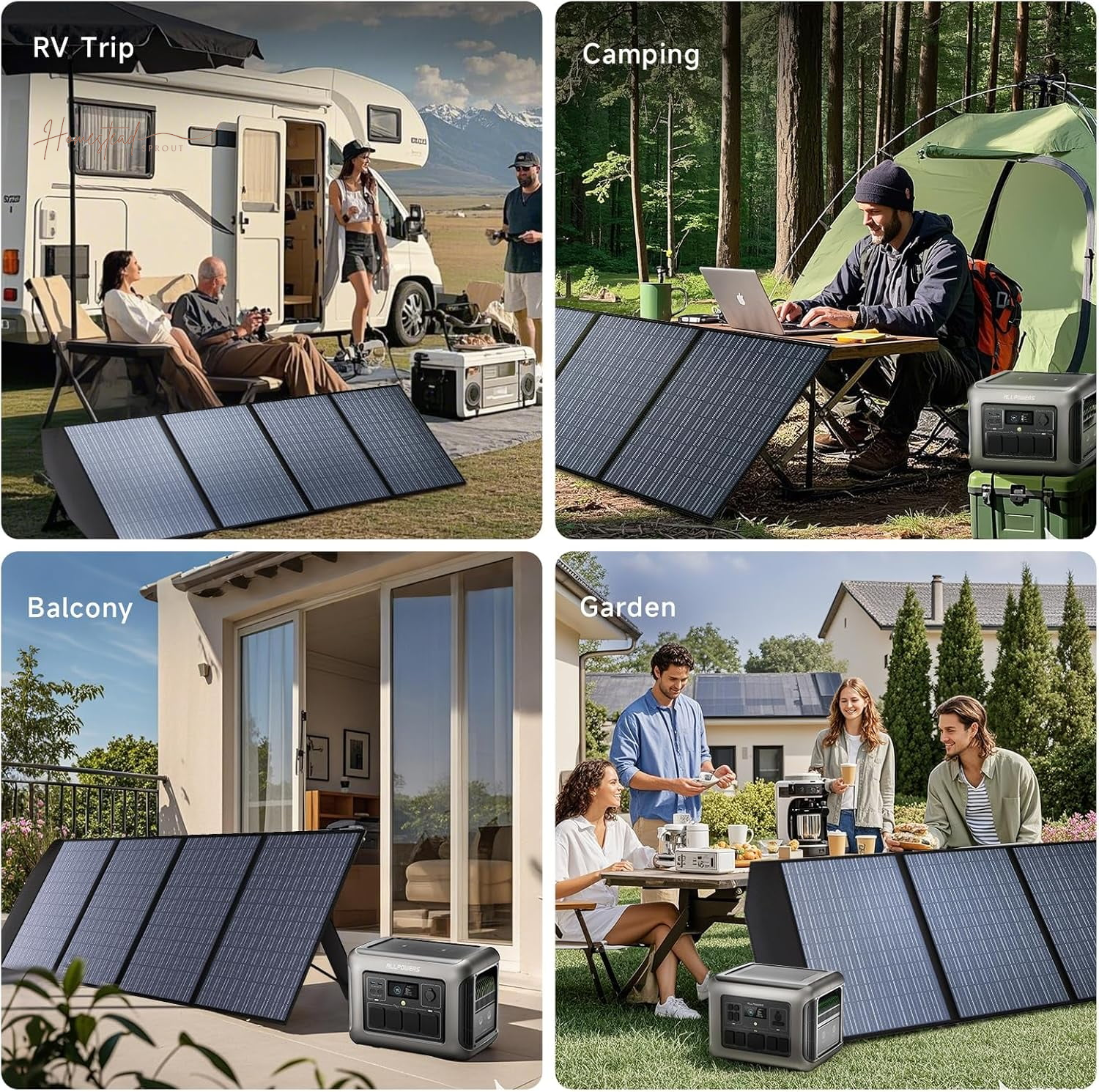 ALLPOWERS R1500 Portable Solar Generator Kit with 200W Folding Solar Panel – 1152Wh LiFePO4 Battery, 1800W Output