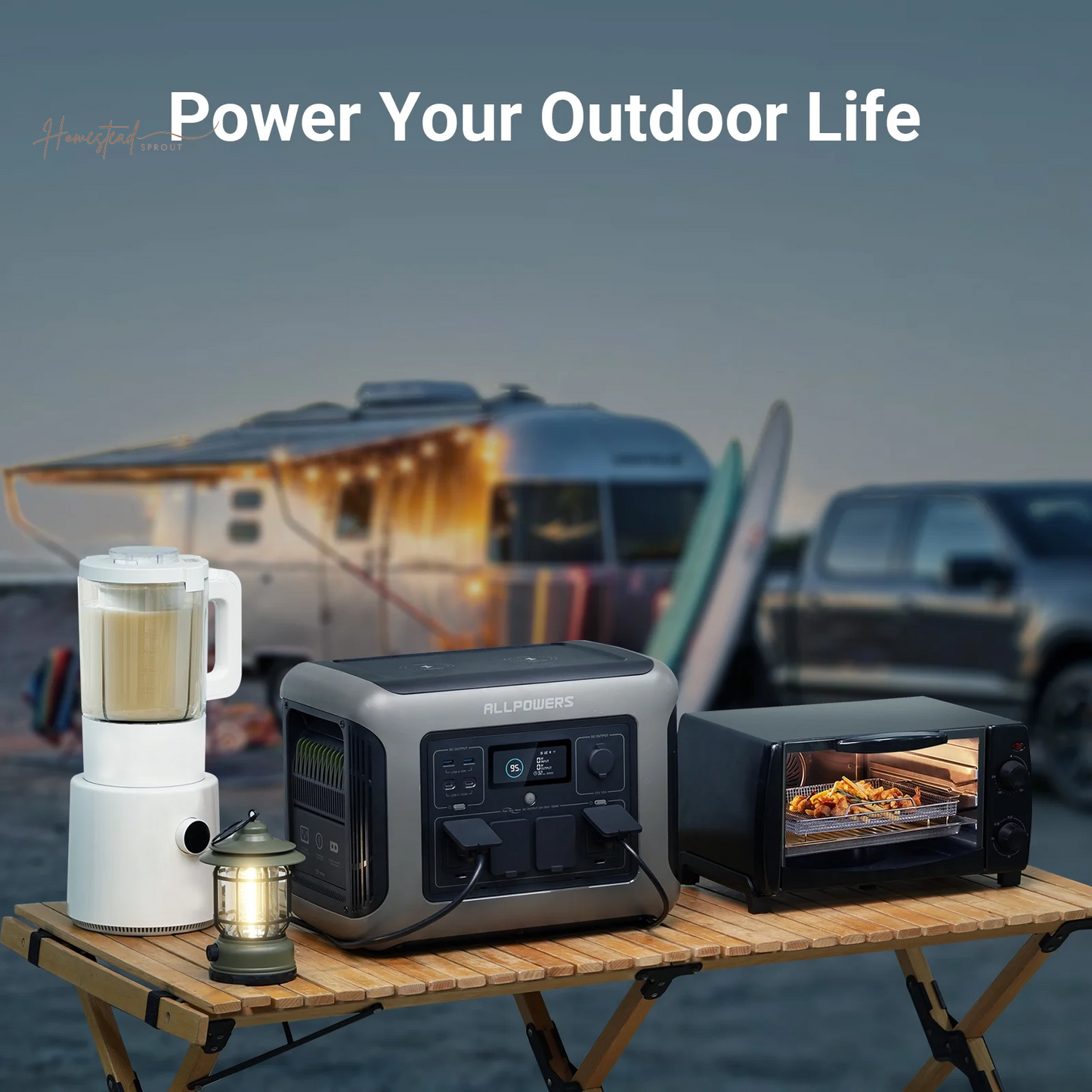 ALLPOWERS R1500 Portable Solar Generator Kit with 200W Folding Solar Panel – 1152Wh LiFePO4 Battery, 1800W Output